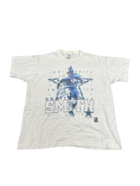 Vintage 90s Emmitt Smith Dallas Cowboys T Shirt XL Artex USA Single Stitch 1996